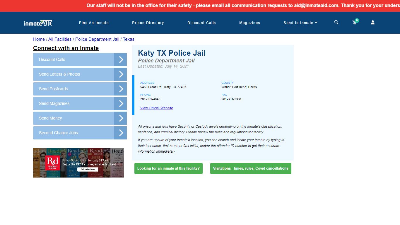 Katy TX Police Jail & Inmate Search - Katy, TX